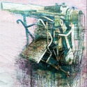 Stroj za gumu, 2013. akril na kartonu, 200x200 cm